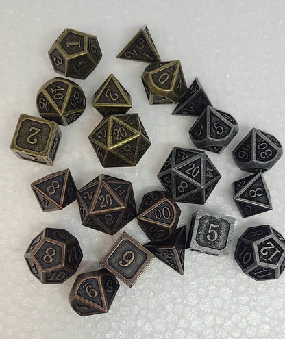 Dice Sets, Solid Metal Polyhedron 7 Piece Set