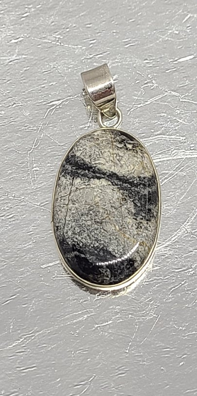 Necklace, Sterling Silver with Picasso Jasper