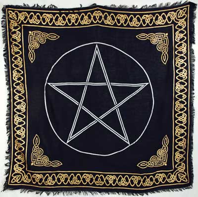 Altar Cloth, Pentagram Gold and Black 36" x 36"