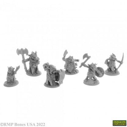 Reaper Miniatures Bones USA: Dungeon Dwellers - RATPELT KOBOLD LEADERS (6)