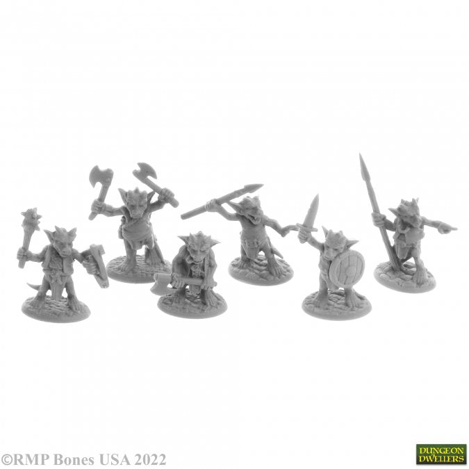 Reaper Miniatures Bones USA: Dungeon Dwellers - RATPELT KOBOLD MOOKS (6)