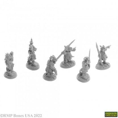 Reaper Miniatures Bones USA: Dungeon Dwellers - RATPELT KOBOLD MOOKS (6)