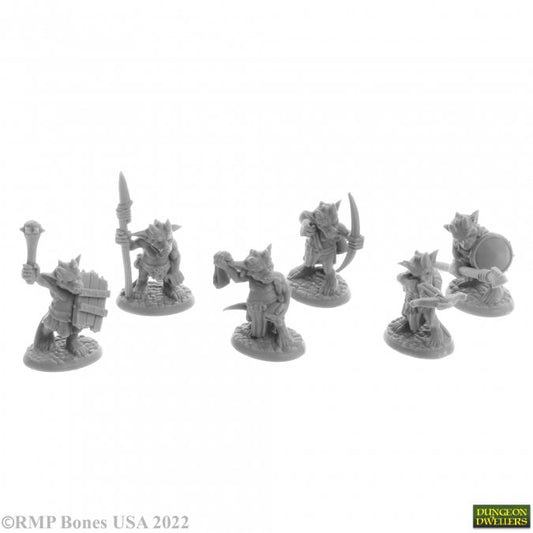 Reaper Miniatures Bones USA: Dungeon Dwellers - RATPELT KOBOLD WARRIORS (6)