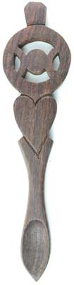 Ritual Spoon, Triple Moon Sheesham Wood 6 1/2"