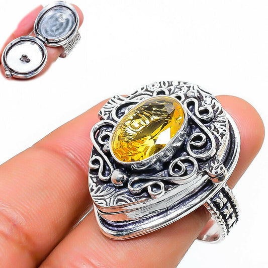 Sterling Silver Ring - Poison Ring with Citrine