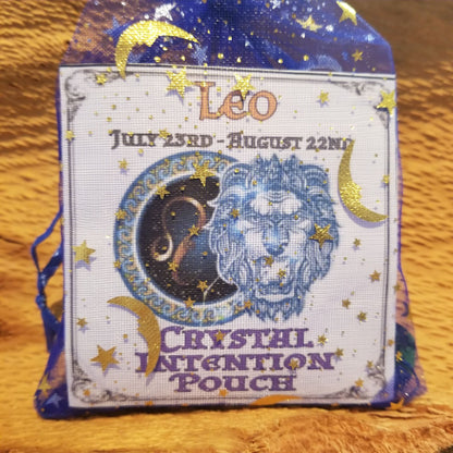 Crystal intention Pouch, Zodiac, Leo