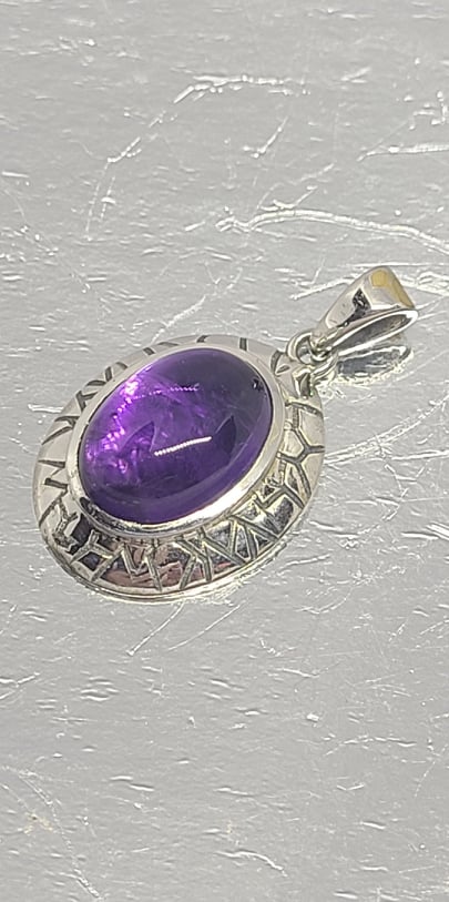 Gemstone Pendant, Filagree Amethyst and Sterling Silver