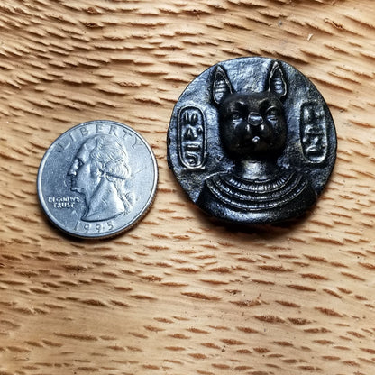 Egyptian Coin, Goddess Bastet, Black and Gold