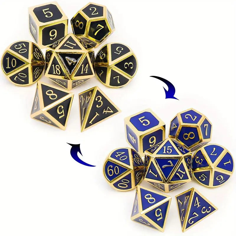 Dice Sets, Solid Metal Color Change 7 Piece Set (temperature)