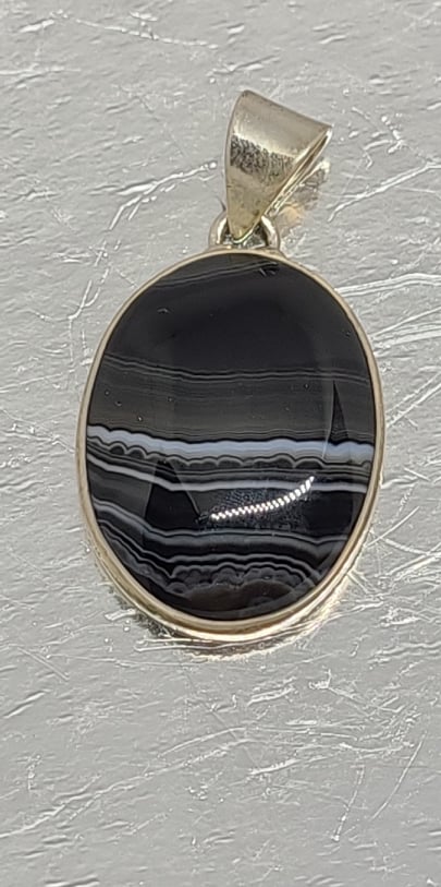 Necklace, Sterling Silver with Black Sardonyx