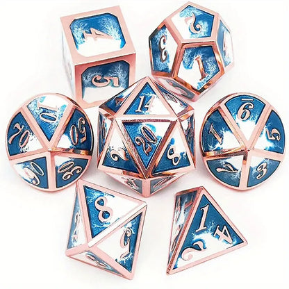 Dice Sets, Metal and Enamel Polyhedron 7 Piece Set