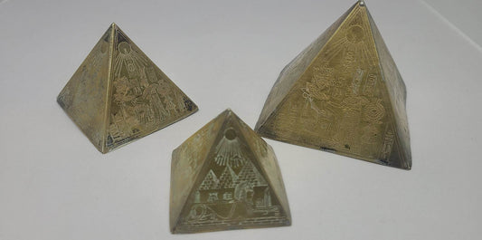 Vintage Brass Inlay Pyramids