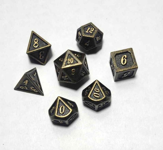 Dice Sets, Mini and Micro Solid Metal Polyhedron 7 Piece Sets