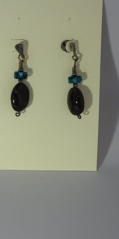 Handforged Earrings Sterling Silver and Gemstone