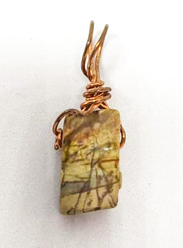 Pendant, Piscasso Jasper, hand wrapped