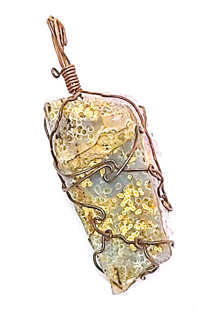 Gemstone Pendant, Heart Bail Amethyst Hand Wrapped in Copper