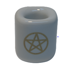 Chime Candle Holder, White with Gold Pentacle