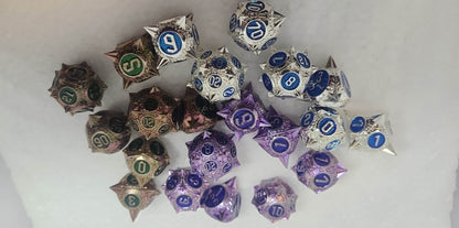 Dice Sets, Spikey Metal Polyhedron 7 Piece Set