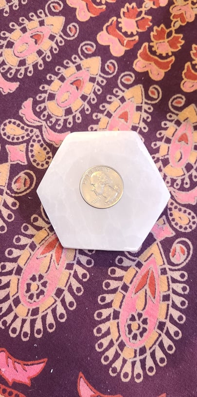 Shaped Selenite, 2.75 inch Hexagonal selenite charging plate