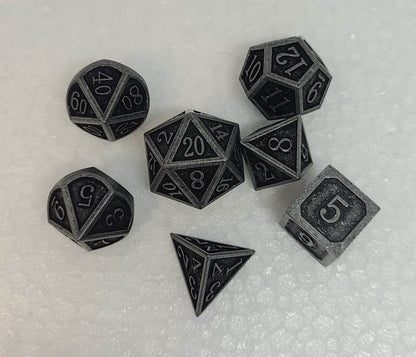 Dice Sets, Solid Metal Polyhedron 7 Piece Set