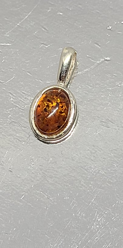 Necklace, Sterling Silver with Baltic Amber