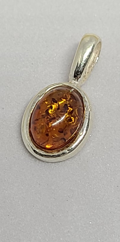 Necklace, Sterling Silver with Baltic Amber