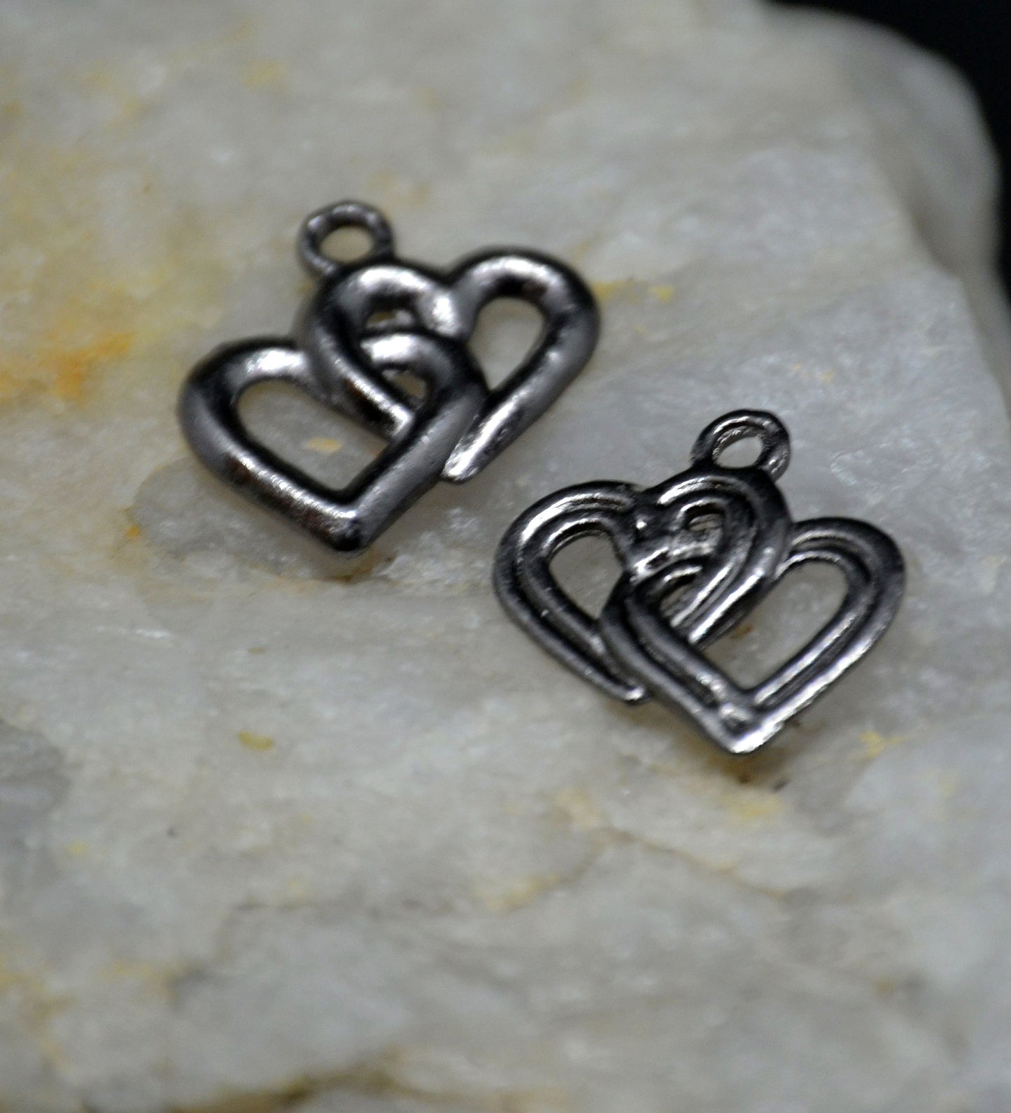 Metal Earrings, double heart