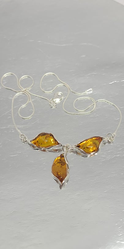 Gemstone Pendant, Baltic Amber in Sterling Silver