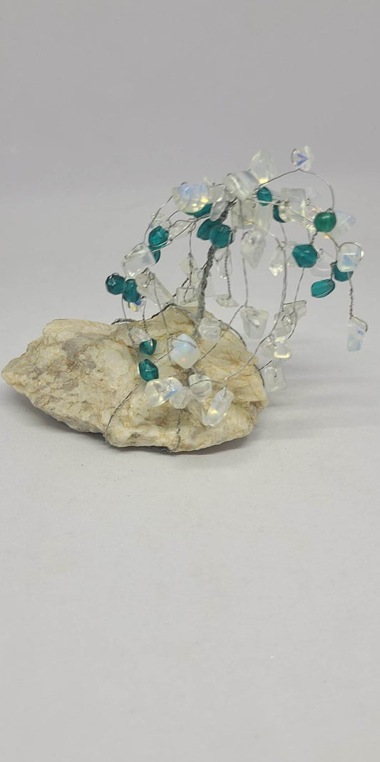 Gemstone Trees - handcrafted Opalite on snow Quartz