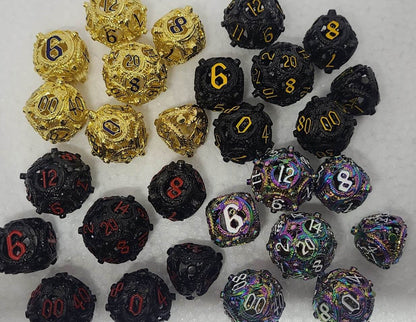 Dice Set - Metal Round Dragon Dice