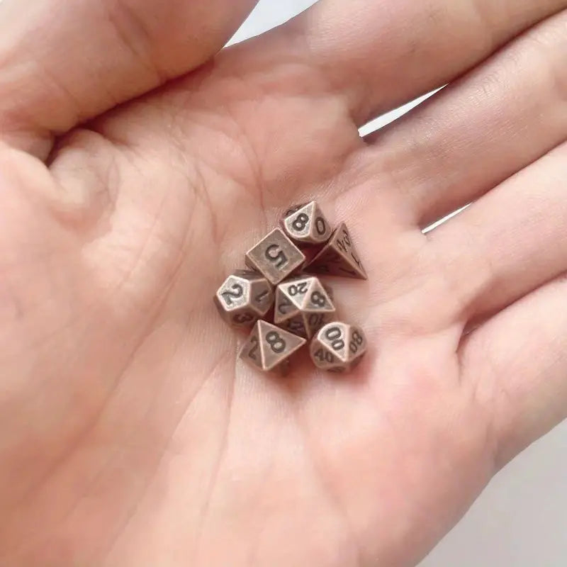 Dice Sets, Mini and Micro Solid Metal Polyhedron 7 Piece Sets