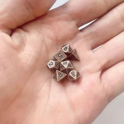 Dice Sets, Mini and Micro Solid Metal Polyhedron 7 Piece Sets