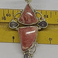 Gemstone Pendant, Rhodochrosite with Amethyst Accents with Sterling Silver