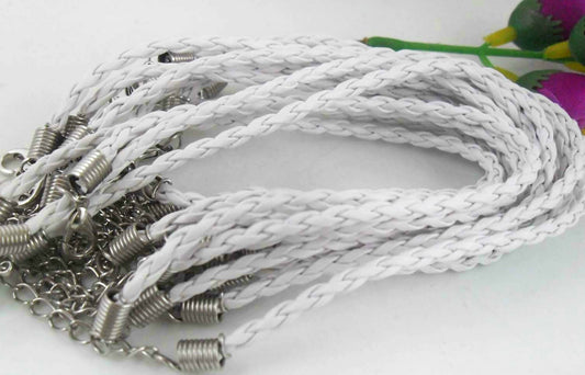 Leather cord Bracelet, White