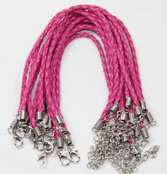 Leather cord Bracelet, Dark Pink
