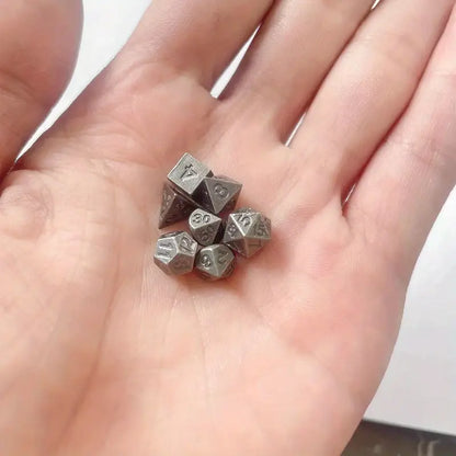 Dice Sets, Mini and Micro Solid Metal Polyhedron 7 Piece Sets