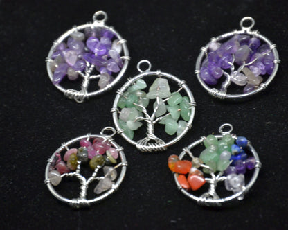 Gemstone Pendant, Tree of life Gemstone Chip (Small)