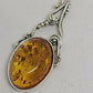 Necklace, Sterling Silver Artistic Design with Baltic Amber