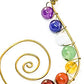 Pendant, Chakra Round Gemstone Beads with Sacred Spiral in Brass