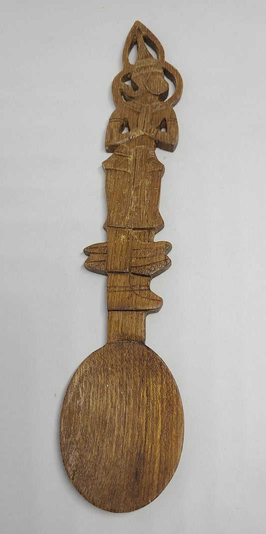 Ritual Spoon, Deity Sheesham Wood 12 inches